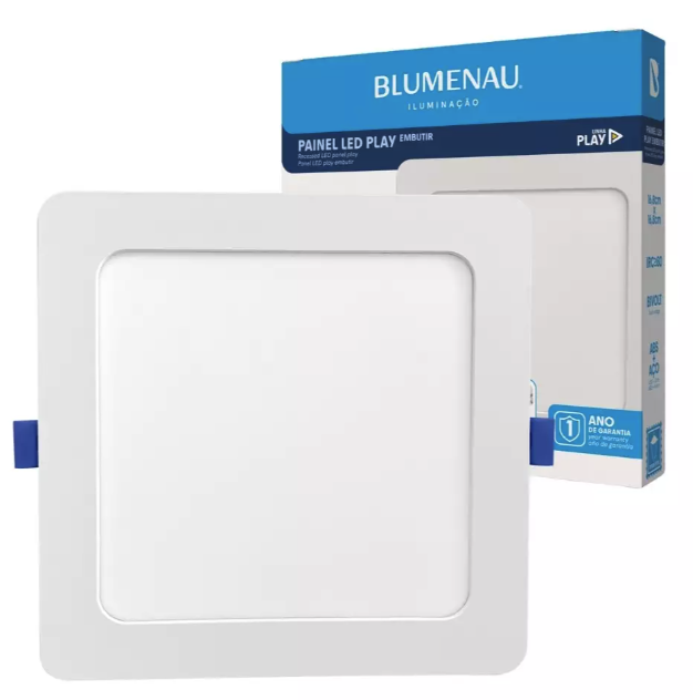 Painel LED Play Emb. Quad. 12W 100-240V 3.000K - Branco Blumenau