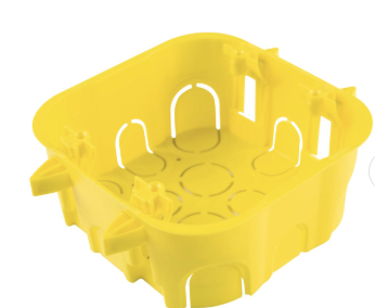 CAIXA DE EMBUTIR MODELO DRYWALL 4X4 EM TERMOPLASTICO AMARELA