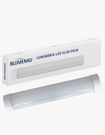 LUMINARIA LED SLIM 500x65MM 1400LM 18W BIVOLT 6.500K BRANCA BLUMENAU Blumenau