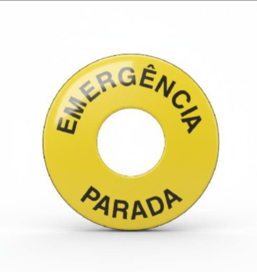 PLACA IDENTIF EMERGENCIA P/ BOTOES COGUMELOS 22MM