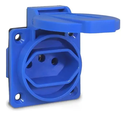 Tomada Embutir Linha Tbse Padrao Brasileiro 2P+T 20A C/ Tampa Azul IPC